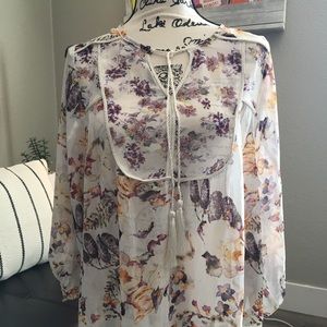 NWT Sheer flower blouse.